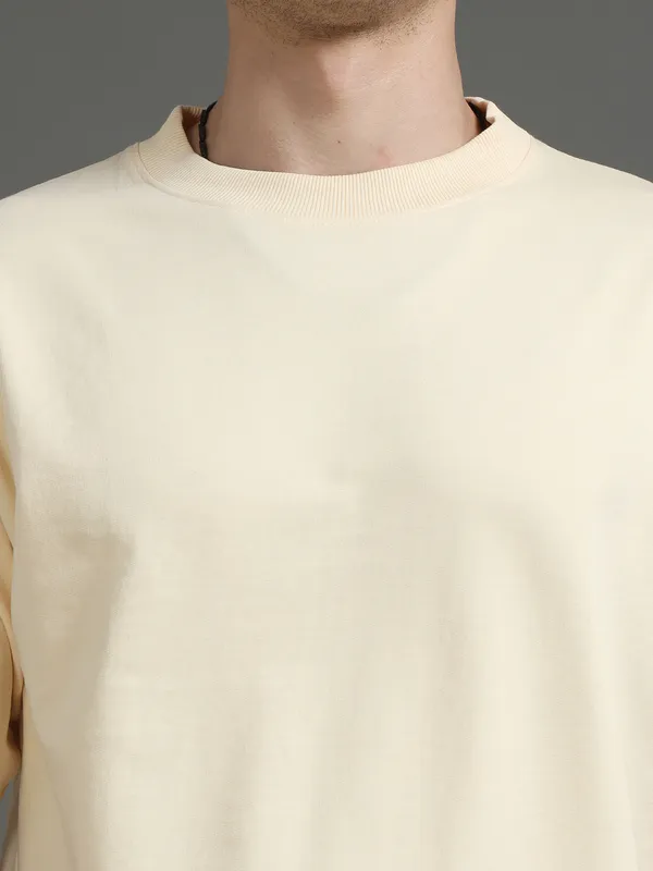 Beige_Cotton_Regular_Oversized_T-Shirt_For_Men
