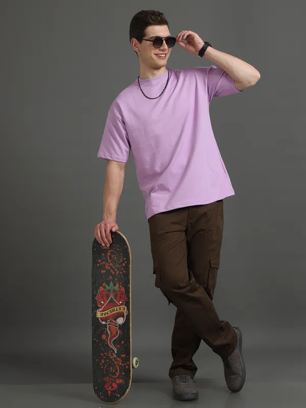Lavender_Cotton_Regular_Oversized_T-Shirt_For_Men
