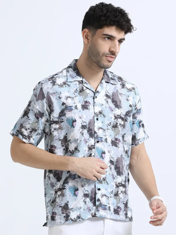 Blue_Cotton_Regular_Oversized_Shirt_For_Men