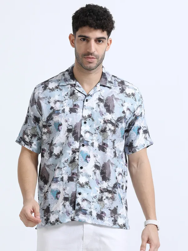 Blue_Cotton_Regular_Oversized_Shirt_For_Men