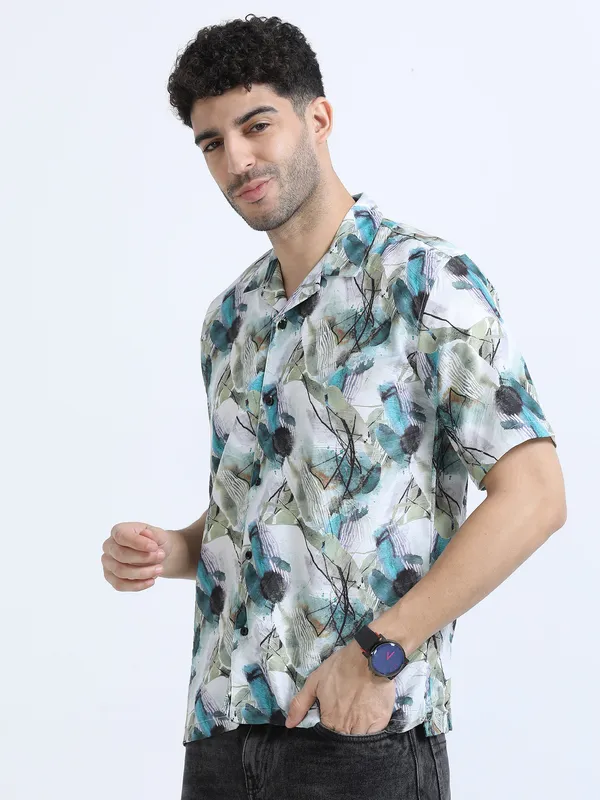 Blue_Cotton_Regular_Oversized_Shirt_For_Men