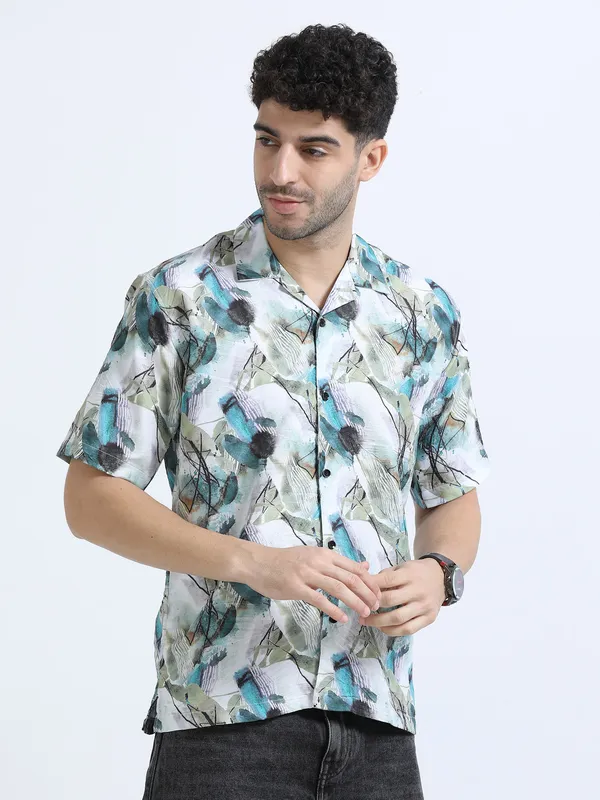 Blue_Cotton_Regular_Oversized_Shirt_For_Men