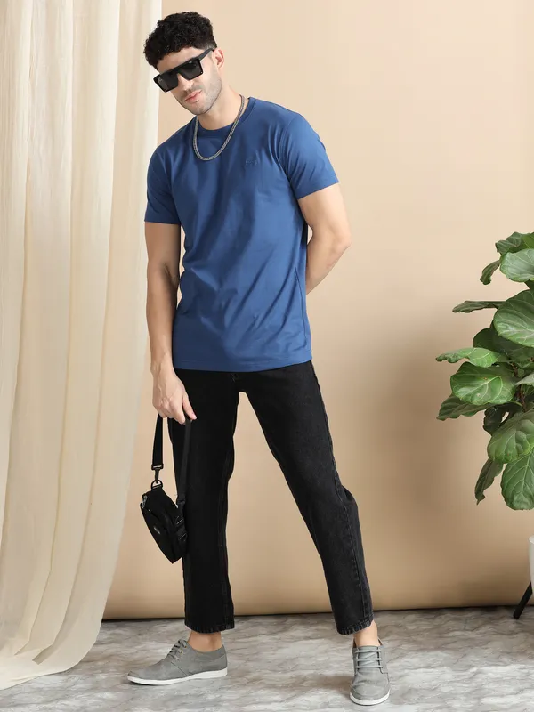 Denim_Blue_Cotton_Regular_T-Shirt_For_Men