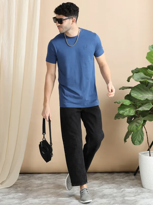 Denim_Blue_Cotton_Regular_T-Shirt_For_Men