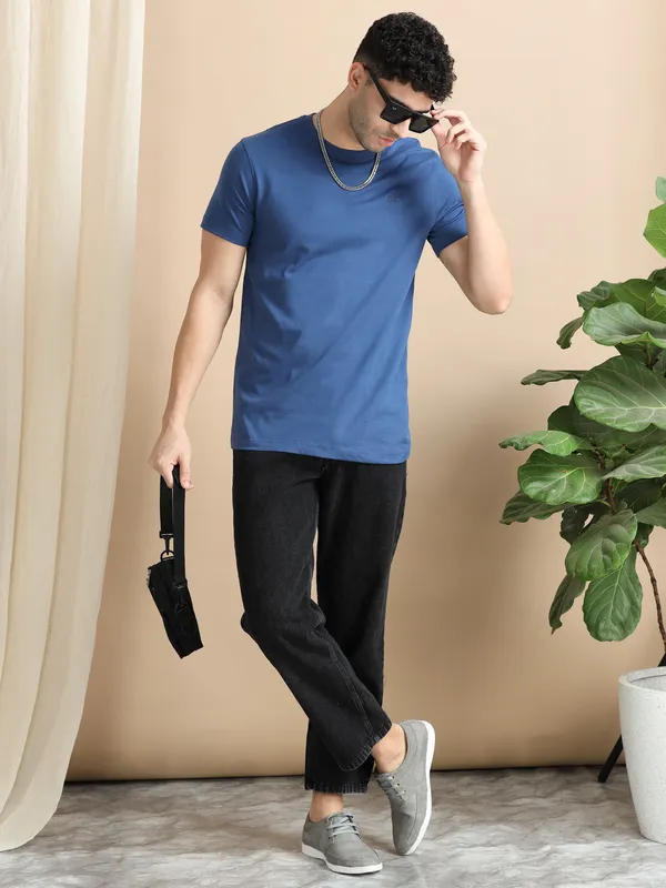 Denim_Blue_Cotton_Regular_T-Shirt_For_Men