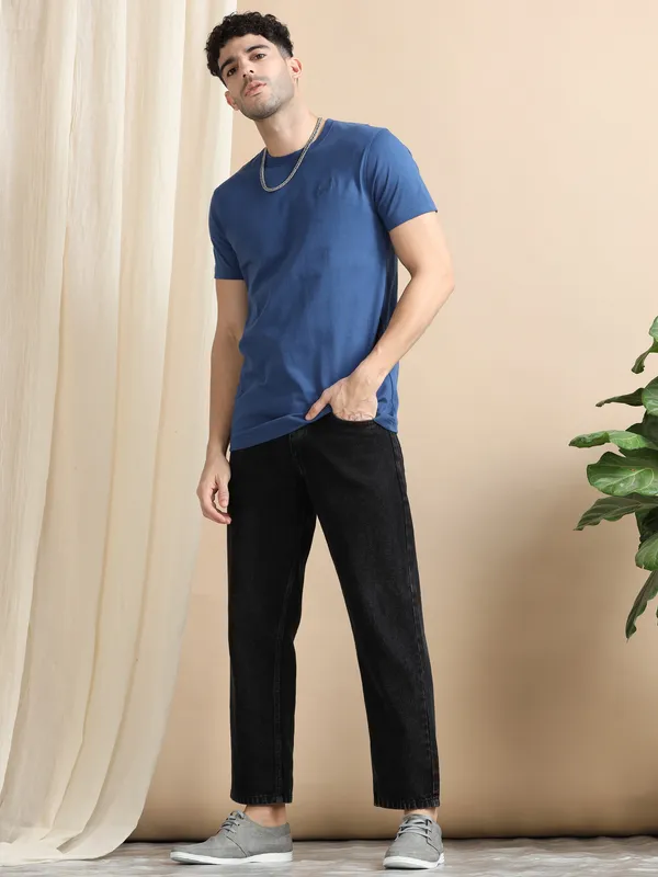Denim_Blue_Cotton_Regular_T-Shirt_For_Men