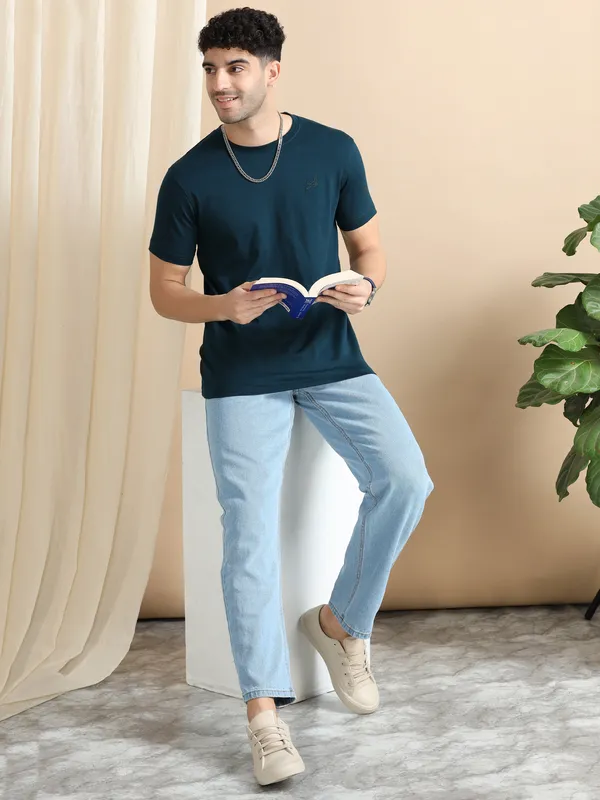Indigo_Cotton_Regular_T-Shirt_For_Men