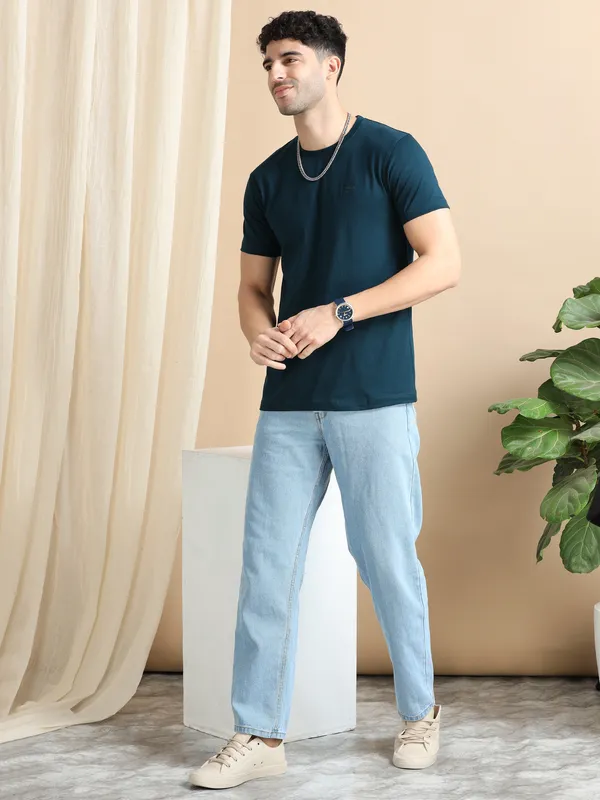 Indigo_Cotton_Regular_T-Shirt_For_Men