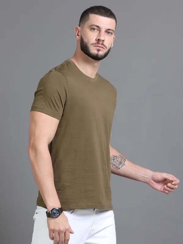 Brown_Cotton_Regular_T-Shirt_For_Men