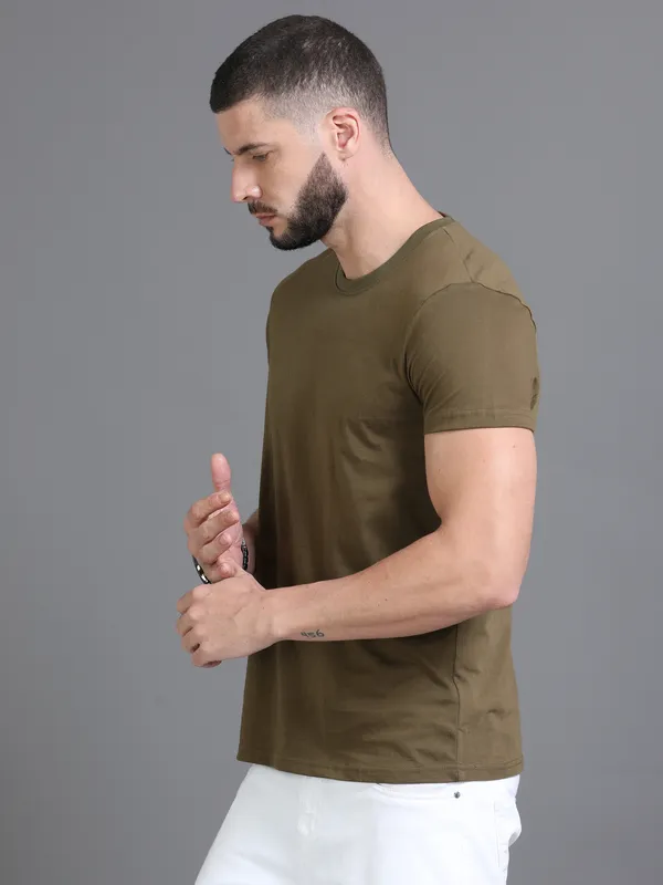 Brown_Cotton_Regular_T-Shirt_For_Men