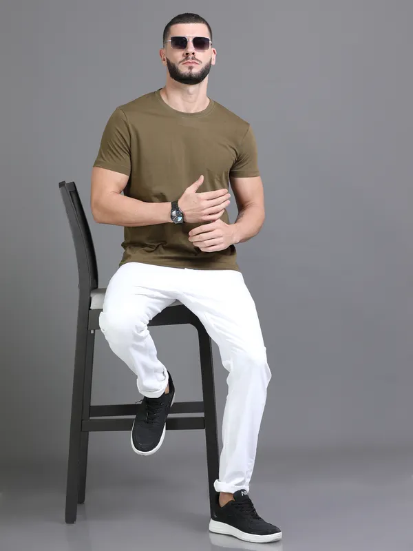 Brown_Cotton_Regular_T-Shirt_For_Men