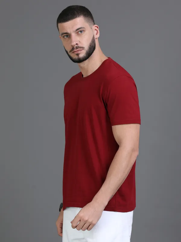 Maroon_Cotton_Regular_T-Shirt_For_Men