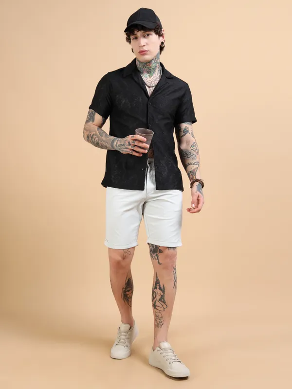 White_Cotton_Solid_Chinos_Shorts_For_Men