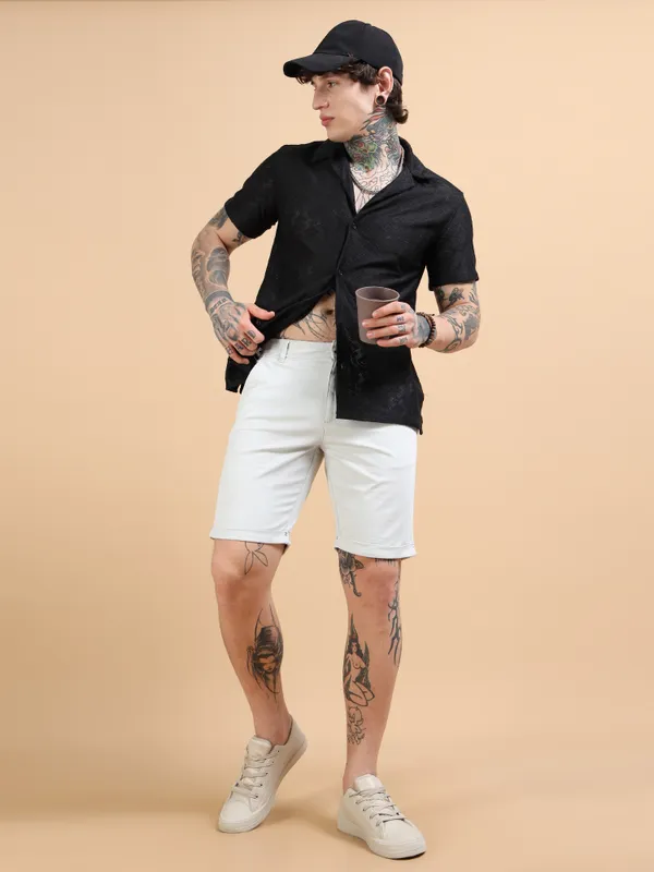 White_Cotton_Solid_Chinos_Shorts_For_Men