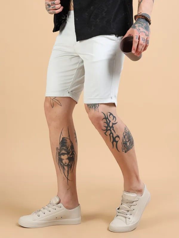White_Cotton_Solid_Chinos_Shorts_For_Men
