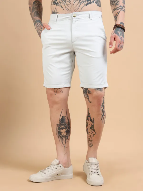 White_Cotton_Solid_Chinos_Shorts_For_Men
