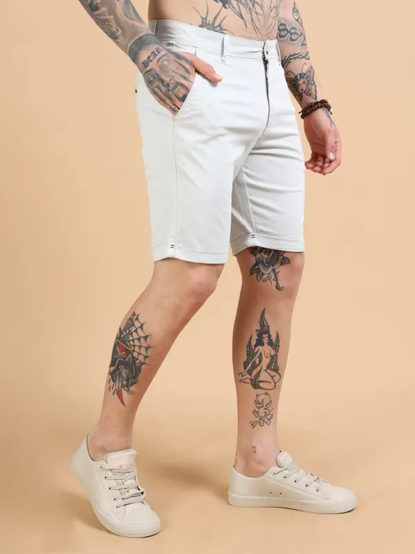 White_Cotton_Solid_Chinos_Shorts_For_Men