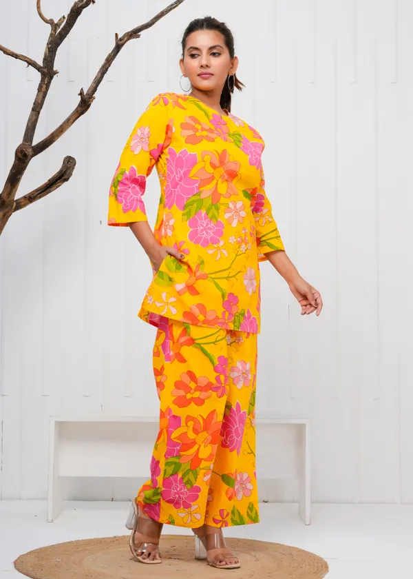 Mustard_Printed_Cotton_Co-Ord_Set_|_For_Women