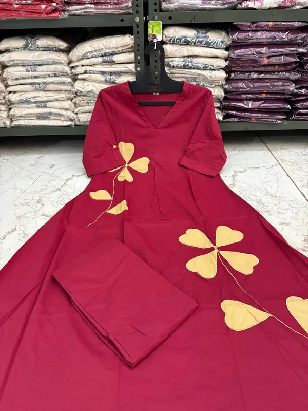 Maroon_Patch_Work_Cotton_Co-ord_Set_|_For_Women