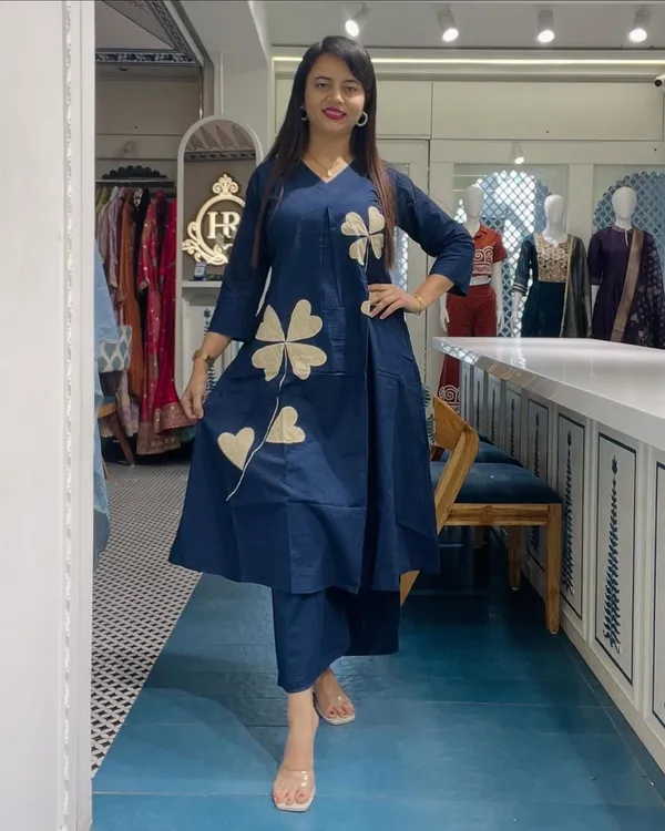 Navy_Blue_Patch_Work_Cotton_Co-ord_Set_|_For_Women