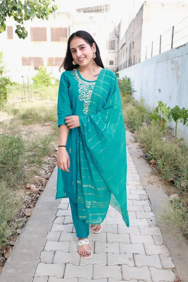 Blue_Embroidered_Kurta_With_Pant_And_Dupatta_Set_|_For_Women