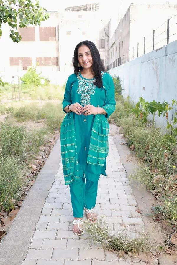 Blue_Embroidered_Kurta_With_Pant_And_Dupatta_Set_|_For_Women