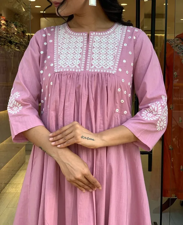Blush_Pink_Mirror_Work_Cotton_Anarkali_Kurta_with_Pant_Set_|_For_Women