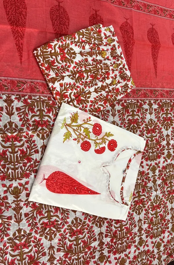 Off_White_Cotton_Printed_Kurta_With_Pant_And_Dupatta_Set_|_For_Women