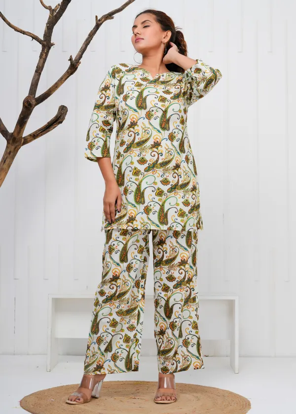 Beige_Printed_Cotton_Co-Ord_Set_|_For_Women