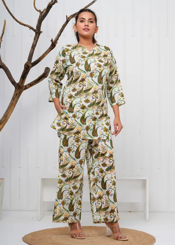 Beige_Printed_Cotton_Co-Ord_Set_|_For_Women