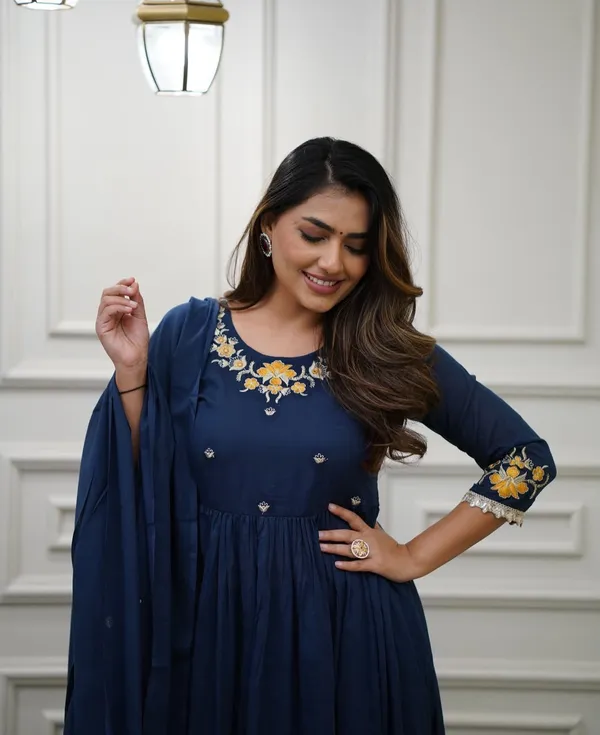 Navy_Blue_Embroidered_Anarkali_Kurta_With_Pant_And_Dupatta_Set_|_For_Women