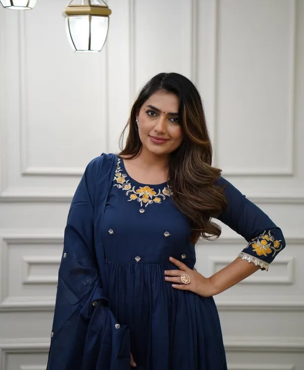 Navy_Blue_Embroidered_Anarkali_Kurta_With_Pant_And_Dupatta_Set_|_For_Women