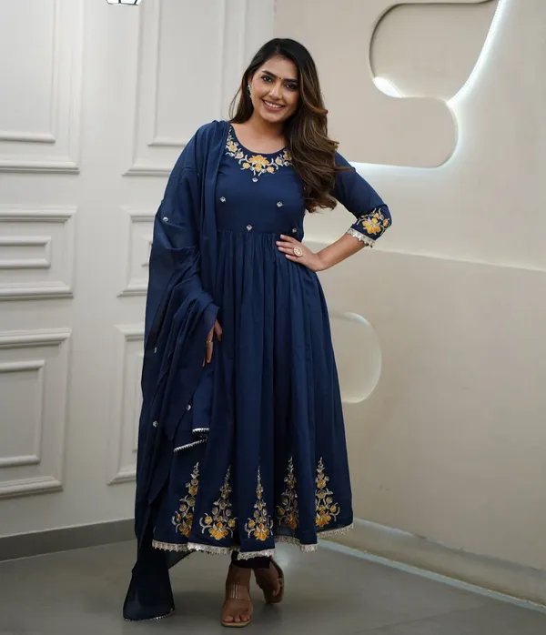 Navy_Blue_Embroidered_Anarkali_Kurta_With_Pant_And_Dupatta_Set_|_For_Women