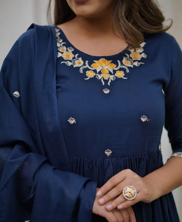 Navy_Blue_Embroidered_Anarkali_Kurta_With_Pant_And_Dupatta_Set_|_For_Women