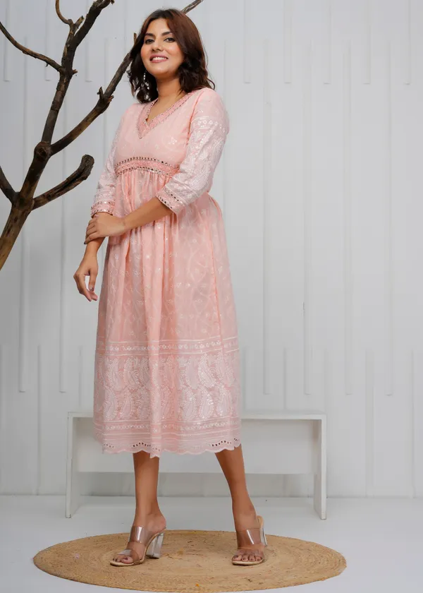 Pink_Embroidered_Cotton_Dress_|_For_Women