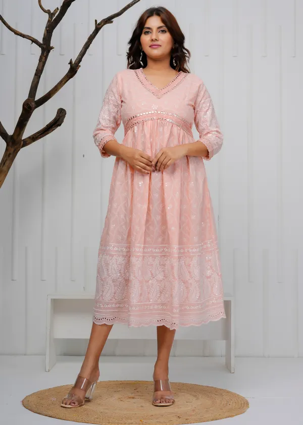 Pink_Embroidered_Cotton_Dress_|_For_Women