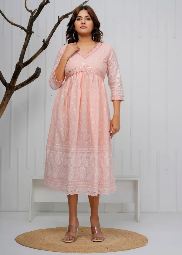 Pink_Embroidered_Cotton_Dress_|_For_Women