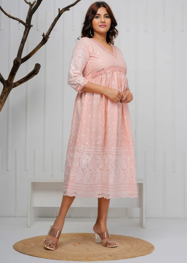 Pink_Embroidered_Cotton_Dress_|_For_Women