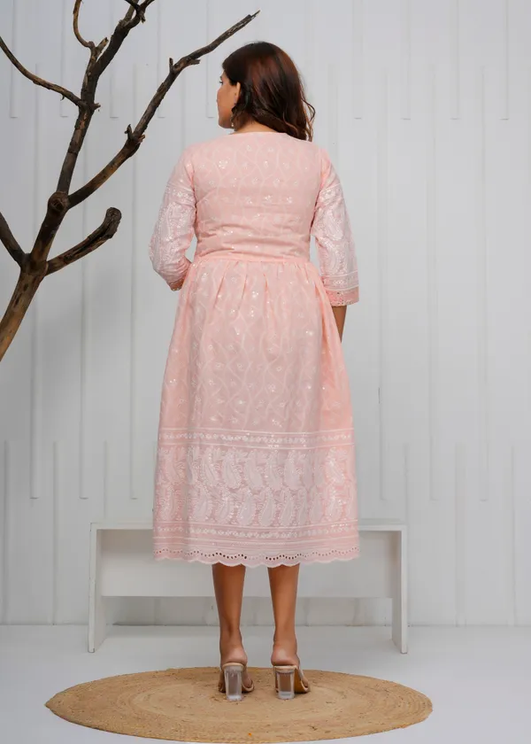 Pink_Embroidered_Cotton_Dress_|_For_Women