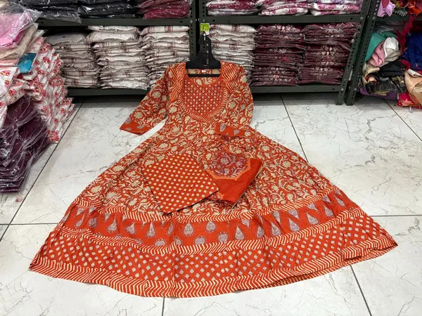Orange_Cotton_Printed_Kurta_With_Pant_And_Dupatta_Set_|_For_Women