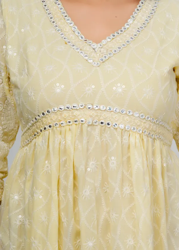 Yellow_Embroidered_Cotton_Dress_|_For_Women
