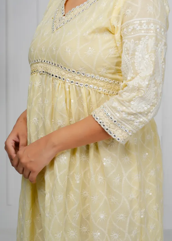Yellow_Embroidered_Cotton_Dress_|_For_Women