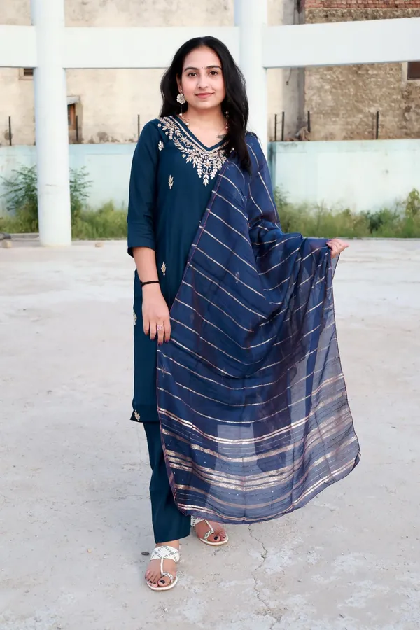 Blue_Embroidered_Kurta_With_Pant_And_Dupatta_Set_|_For_Women