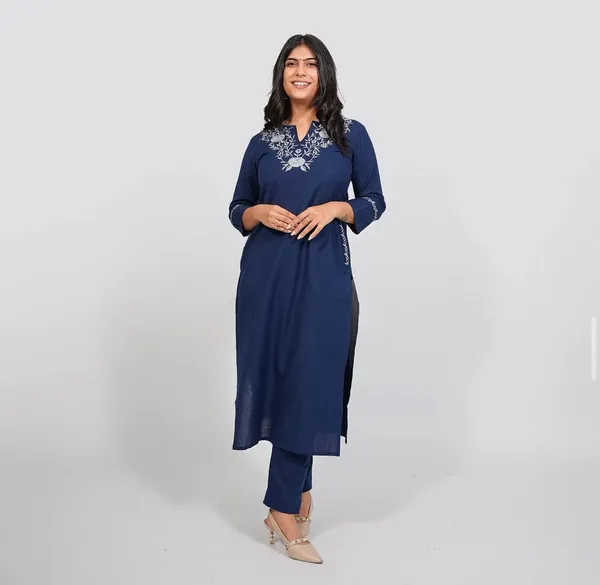 Blue_Cotton_Embroidered_Kurta_&_Pant_Set_|_For_Women