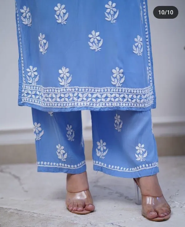 Aqua_Blue_Cotton_Embroidered_Kurta_&_Pant_Set_|_For_Women