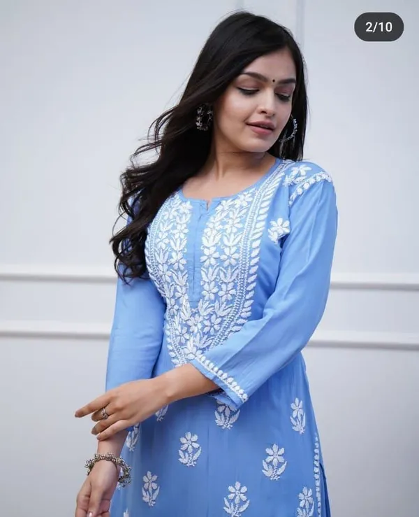 Aqua_Blue_Cotton_Embroidered_Kurta_&_Pant_Set_|_For_Women