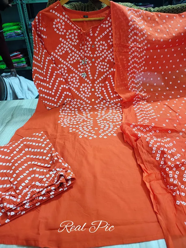 Orange_Cotton_Premium_Kurta_Set_For_Women