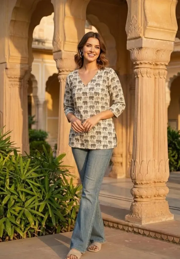 White_Cotton_V_Neck_Top_For_Women