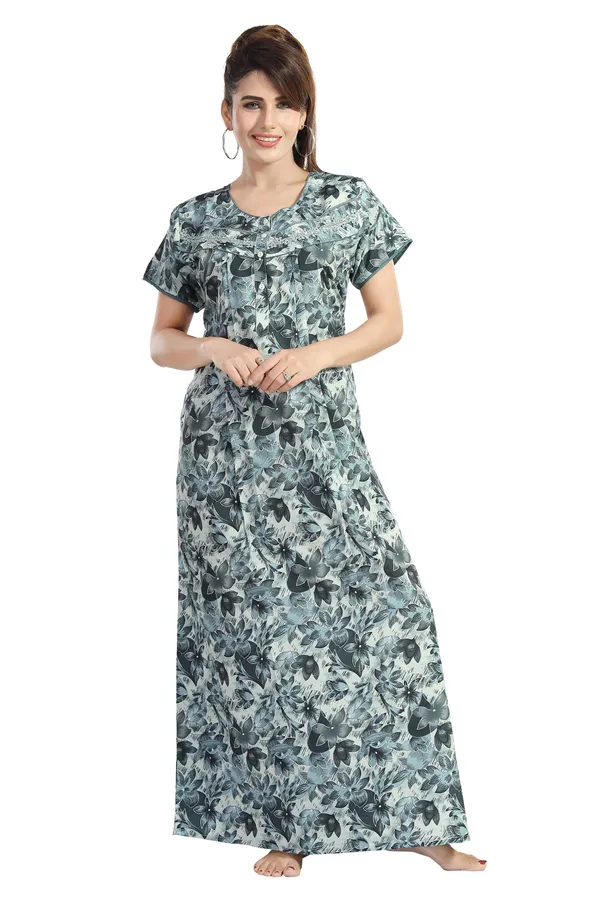 Green_Floral_Cotton_blend_Night_Dress_For_Ladies
