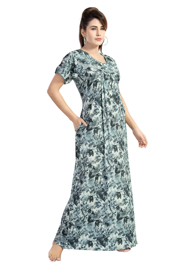 Green_Floral_Cotton_blend_Night_Dress_For_Ladies